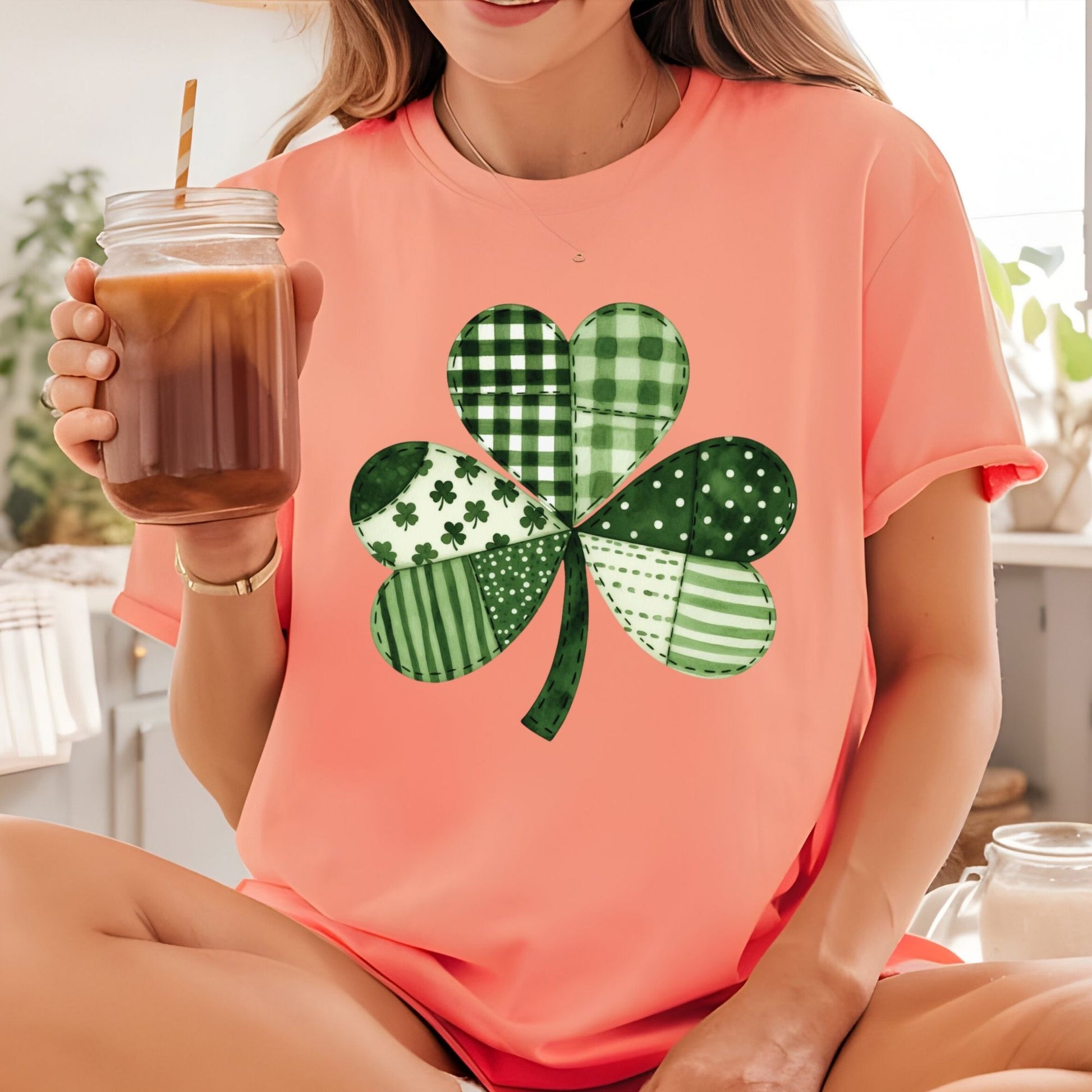 St. Patrick’s Day DTF Transfer ready to Press Patchwork Shamrock Heat Transfer for Shirts Saint Patrick UV Sticker Prints Iron on Transfer