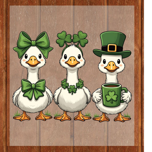 St. Patrick’s Day DTF Transfer ready to Press Silly Goose Shamrock Heat Transfer for Shirts Irish UV Sticker Prints Iron on Transfer