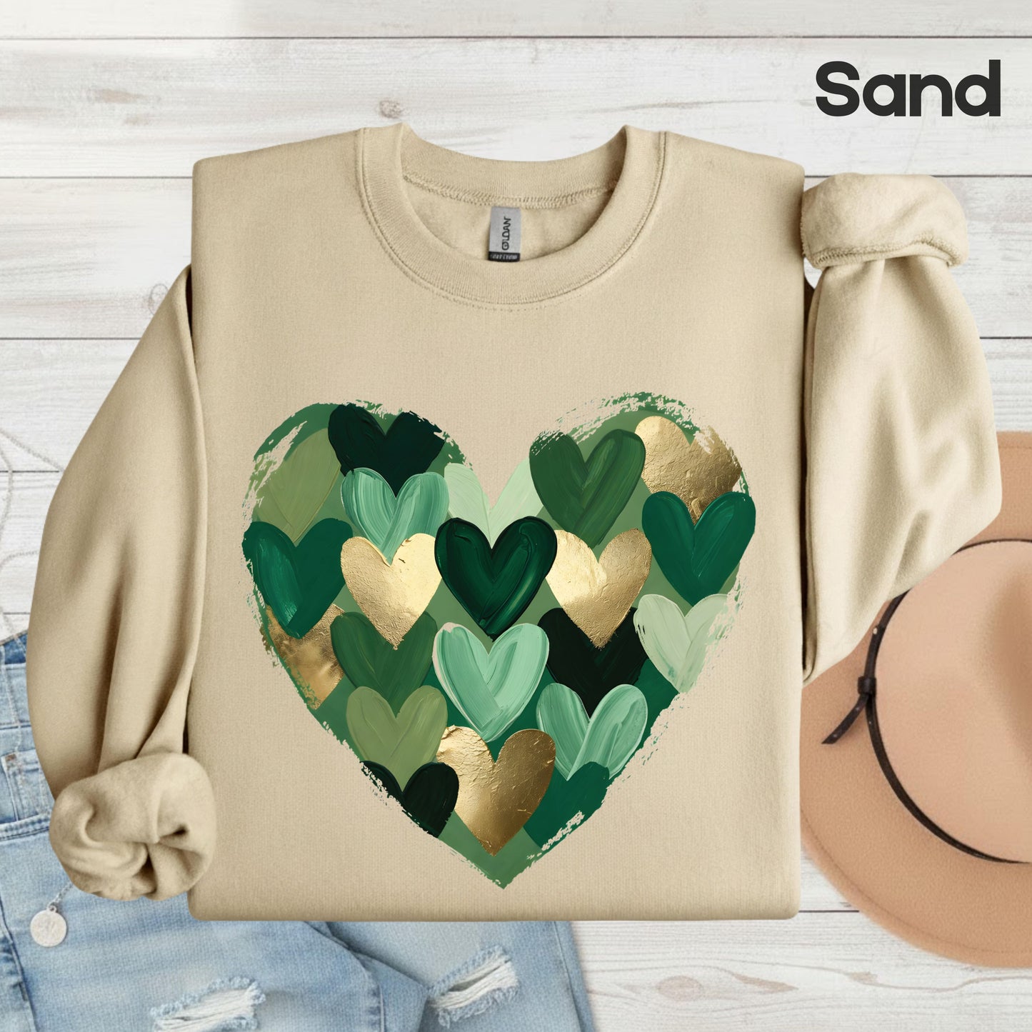 St. Patrick’s Day Heart Shirt Shamrock Sweatshirt Saint Patrick Party Tees Irish Green Sweater For Men Women Kids
