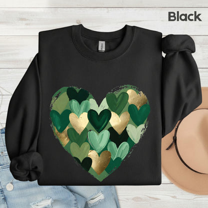 St. Patrick’s Day Heart Shirt Shamrock Sweatshirt Saint Patrick Party Tees Irish Green Sweater For Men Women Kids