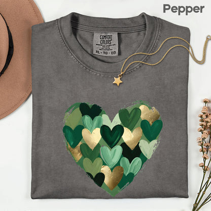 St. Patrick’s Day Heart Shirt Shamrock Sweatshirt Saint Patrick Party Tees Irish Green Sweater For Men Women Kids