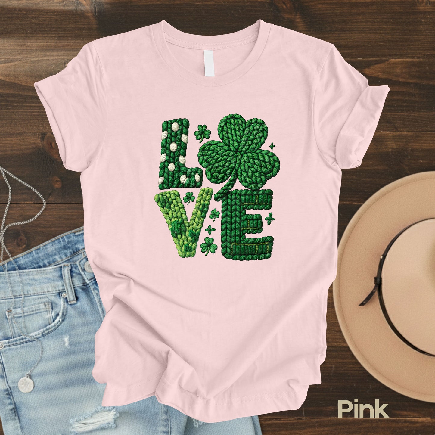 St Patrick’s Day Love Shirts Yarn Faux Shamrock Sweatshirt Saint Patrick Party Tees Irish Green Sweater For Men Women Kids