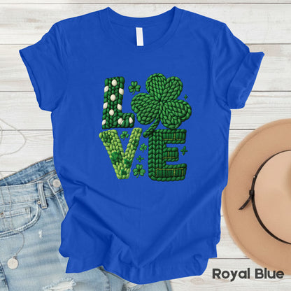 St Patrick’s Day Love Shirts Yarn Faux Shamrock Sweatshirt Saint Patrick Party Tees Irish Green Sweater For Men Women Kids