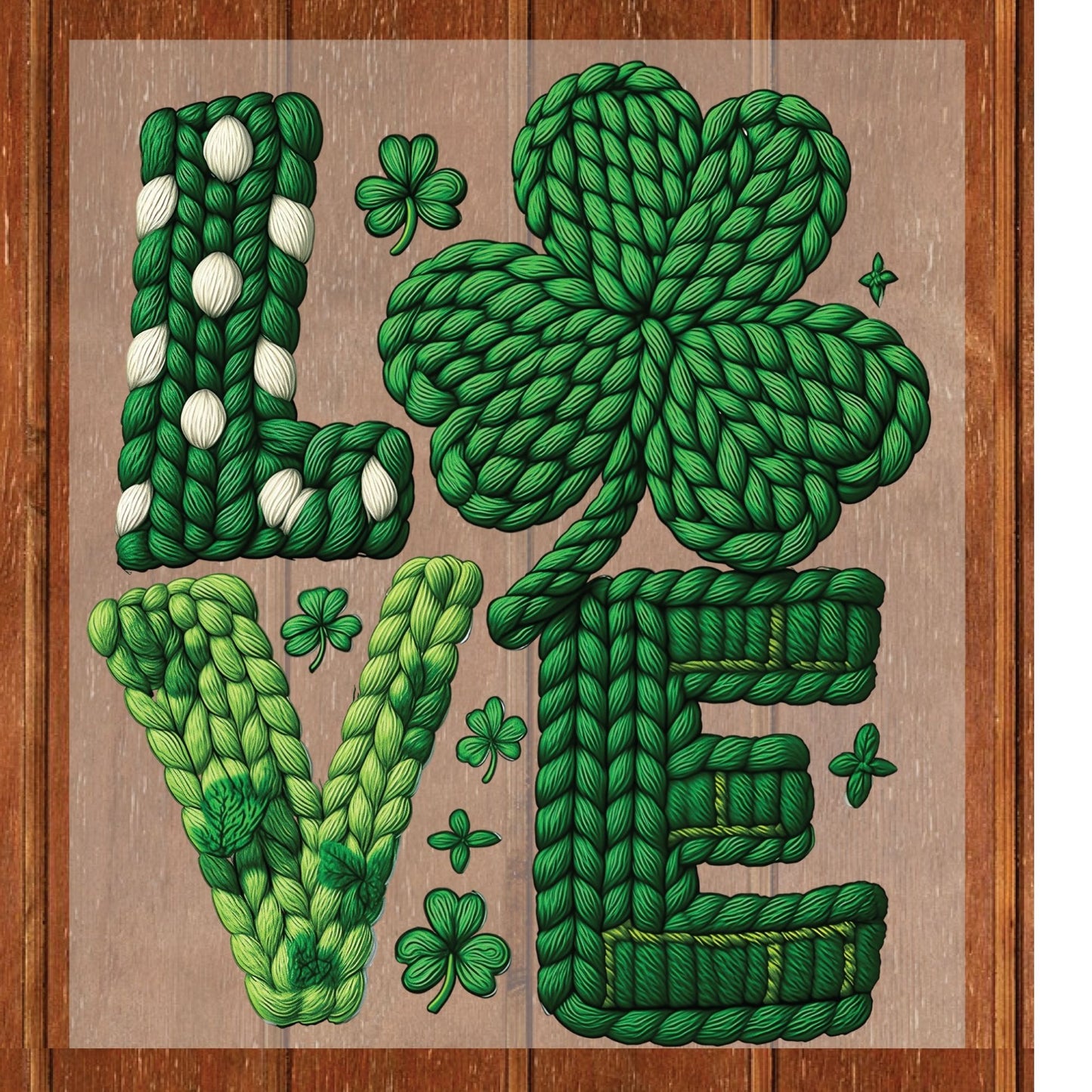 St Patrick’s Day Love DTF Transfer ready to Press Yarn Faux Shamrock Heat Transfer for Shirts Irish UV Sticker Prints Iron on Transfer