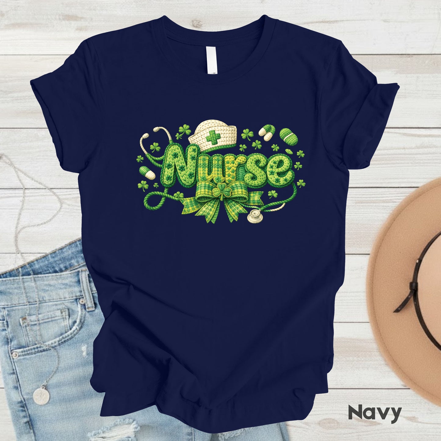 St Patrick’s Day Nurse Shirts Crochet Yarn Shamrock Sweatshirt Saint Patrick Party Tees Irish Green Sweater For Men Women Kids
