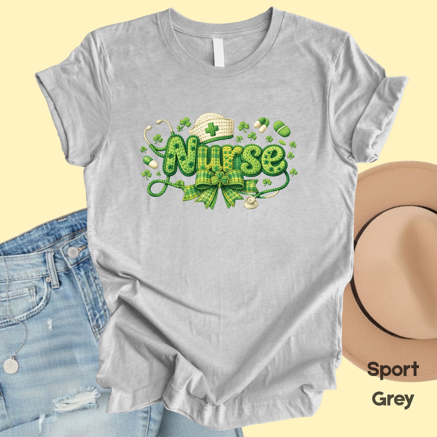 St Patrick’s Day Nurse Shirts Crochet Yarn Shamrock Sweatshirt Saint Patrick Party Tees Irish Green Sweater For Men Women Kids