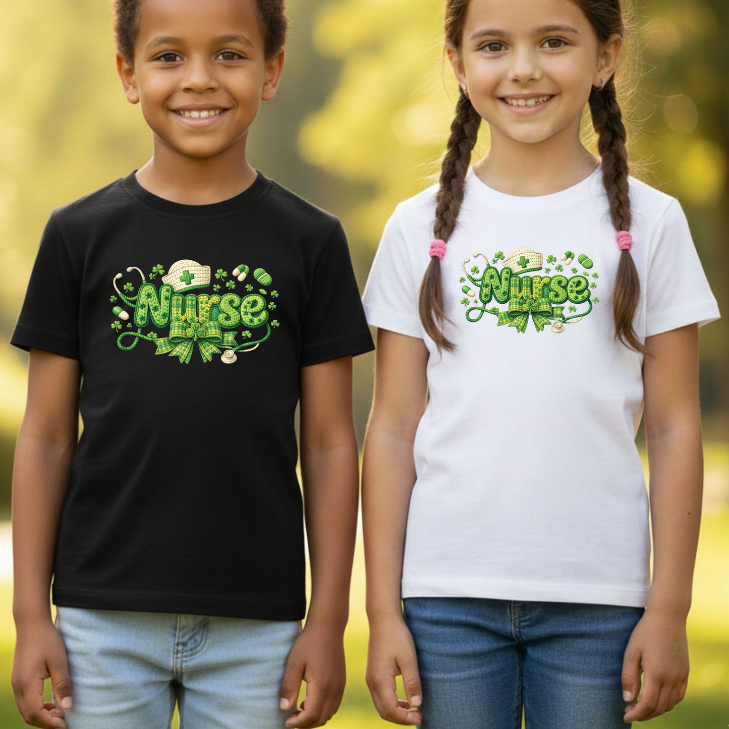 St Patrick’s Day Nurse Shirts Crochet Yarn Shamrock Sweatshirt Saint Patrick Party Tees Irish Green Sweater For Men Women Kids