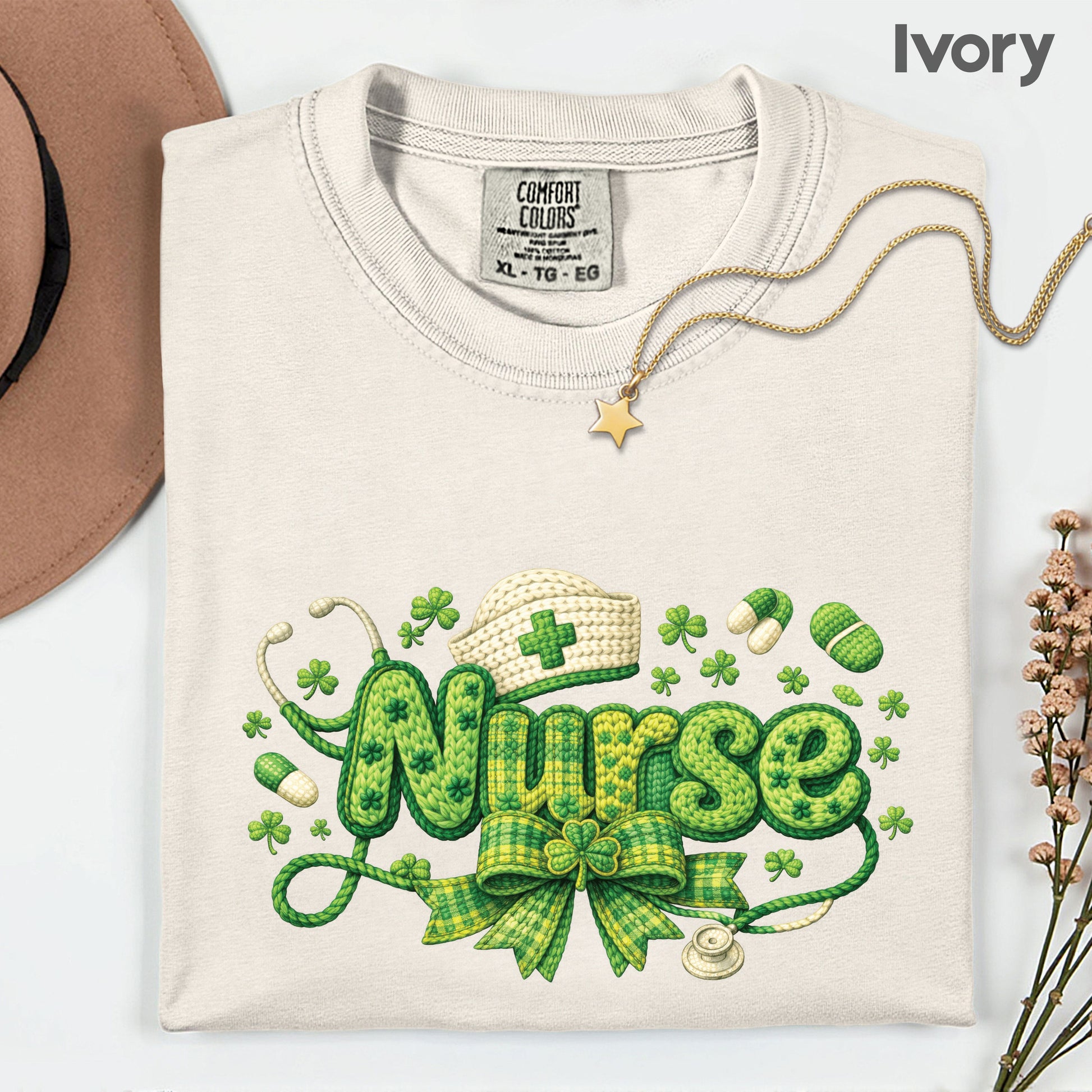 St Patrick’s Day Nurse Shirts Crochet Yarn Shamrock Sweatshirt Saint Patrick Party Tees Irish Green Sweater For Men Women Kids