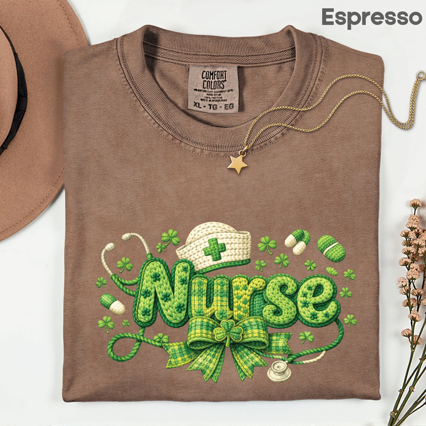 St Patrick’s Day Nurse Shirts Crochet Yarn Shamrock Sweatshirt Saint Patrick Party Tees Irish Green Sweater For Men Women Kids