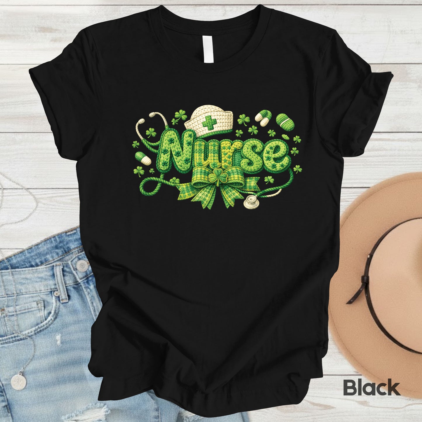 St Patrick’s Day Nurse Shirts Crochet Yarn Shamrock Sweatshirt Saint Patrick Party Tees Irish Green Sweater For Men Women Kids
