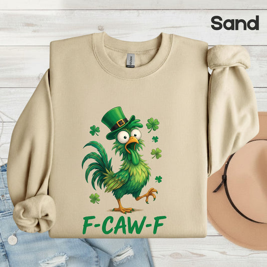 St Patrick’s Day Shirt Funny F-CAW-F Rooster Sweatshirt Shamrock Saint Patrick Party Tees Irish Sweater For Men Women Kids