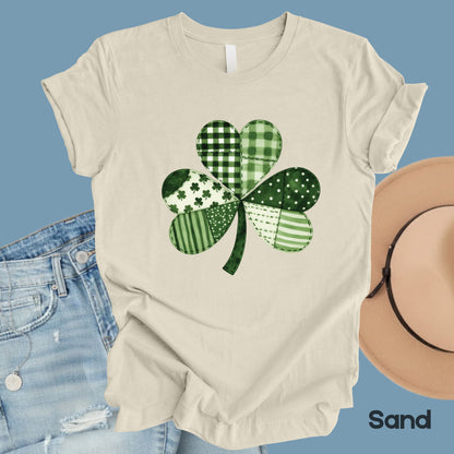 St Patrick’s Day Shirt Patchwork Shamrock Sweatshirt Saint Patrick Party Tees Irish Green Sweater For Men Women Kids
