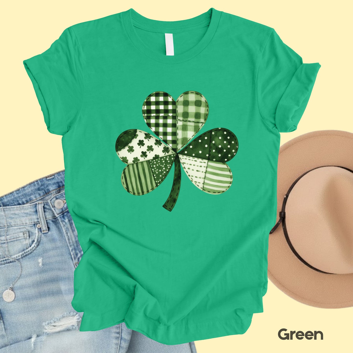 St Patrick’s Day Shirt Patchwork Shamrock Sweatshirt Saint Patrick Party Tees Irish Green Sweater For Men Women Kids