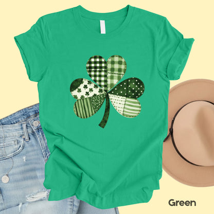 St Patrick’s Day Shirt Patchwork Shamrock Sweatshirt Saint Patrick Party Tees Irish Green Sweater For Men Women Kids