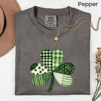 St Patrick’s Day Shirt Patchwork Shamrock Sweatshirt Saint Patrick Party Tees Irish Green Sweater For Men Women Kids