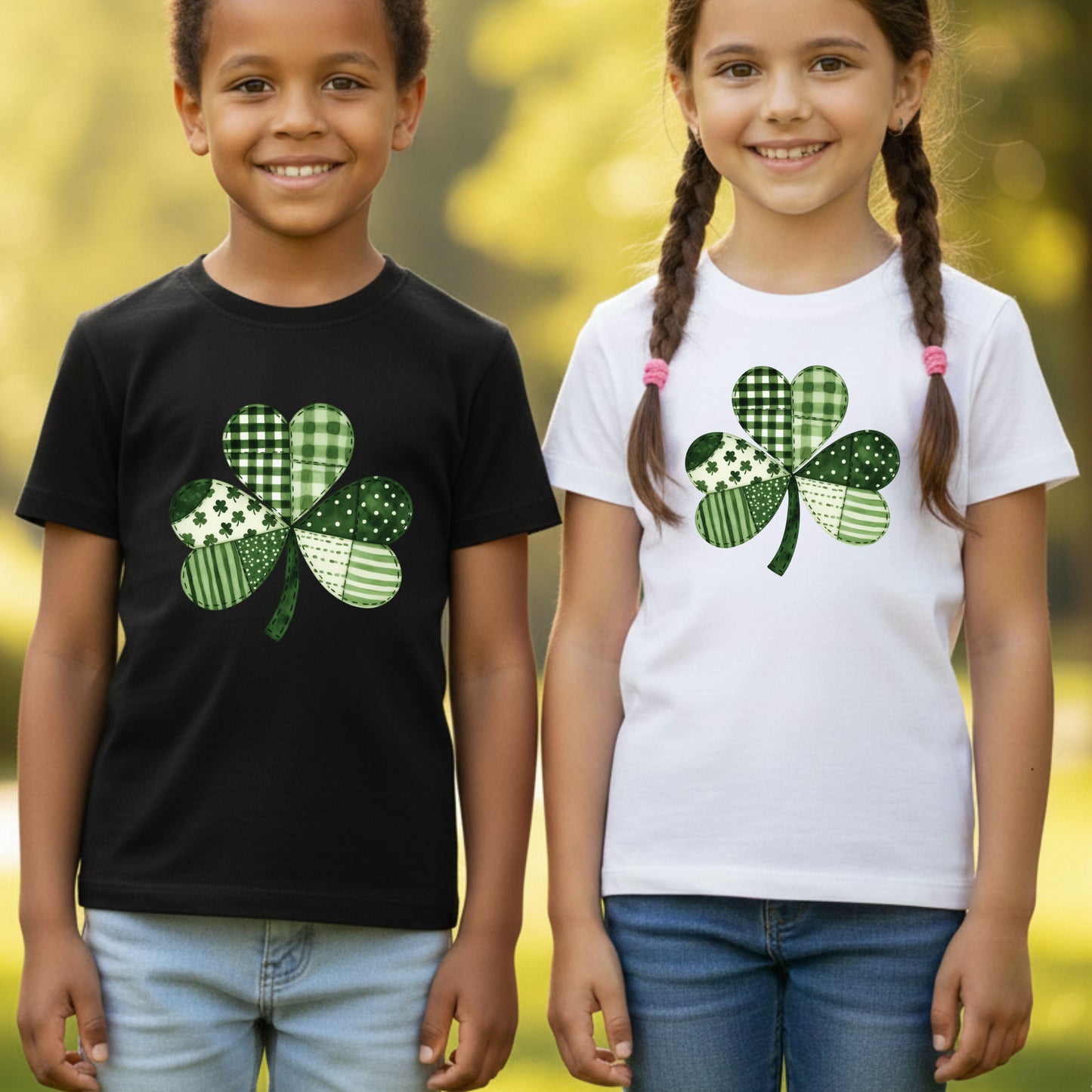 St Patrick’s Day Shirt Patchwork Shamrock Sweatshirt Saint Patrick Party Tees Irish Green Sweater For Men Women Kids
