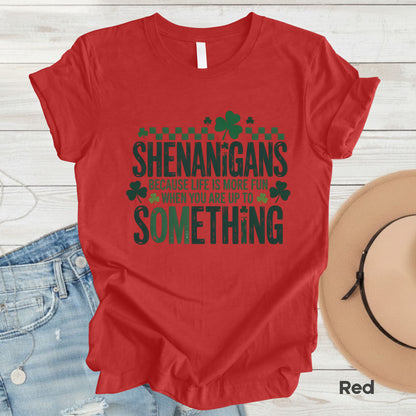 St. Patrick’s Day Shirts Shenanigans Quote Shamrock Sweatshirt Saint Patrick Party Tees Irish Green Sweater For Men Women Kids