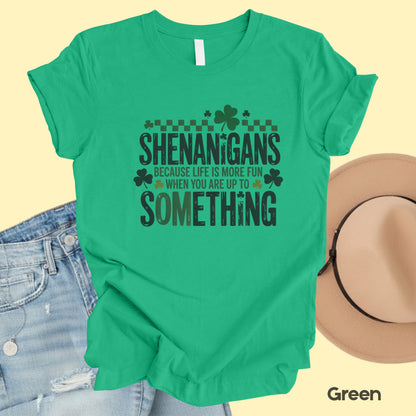 St. Patrick’s Day Shirts Shenanigans Quote Shamrock Sweatshirt Saint Patrick Party Tees Irish Green Sweater For Men Women Kids