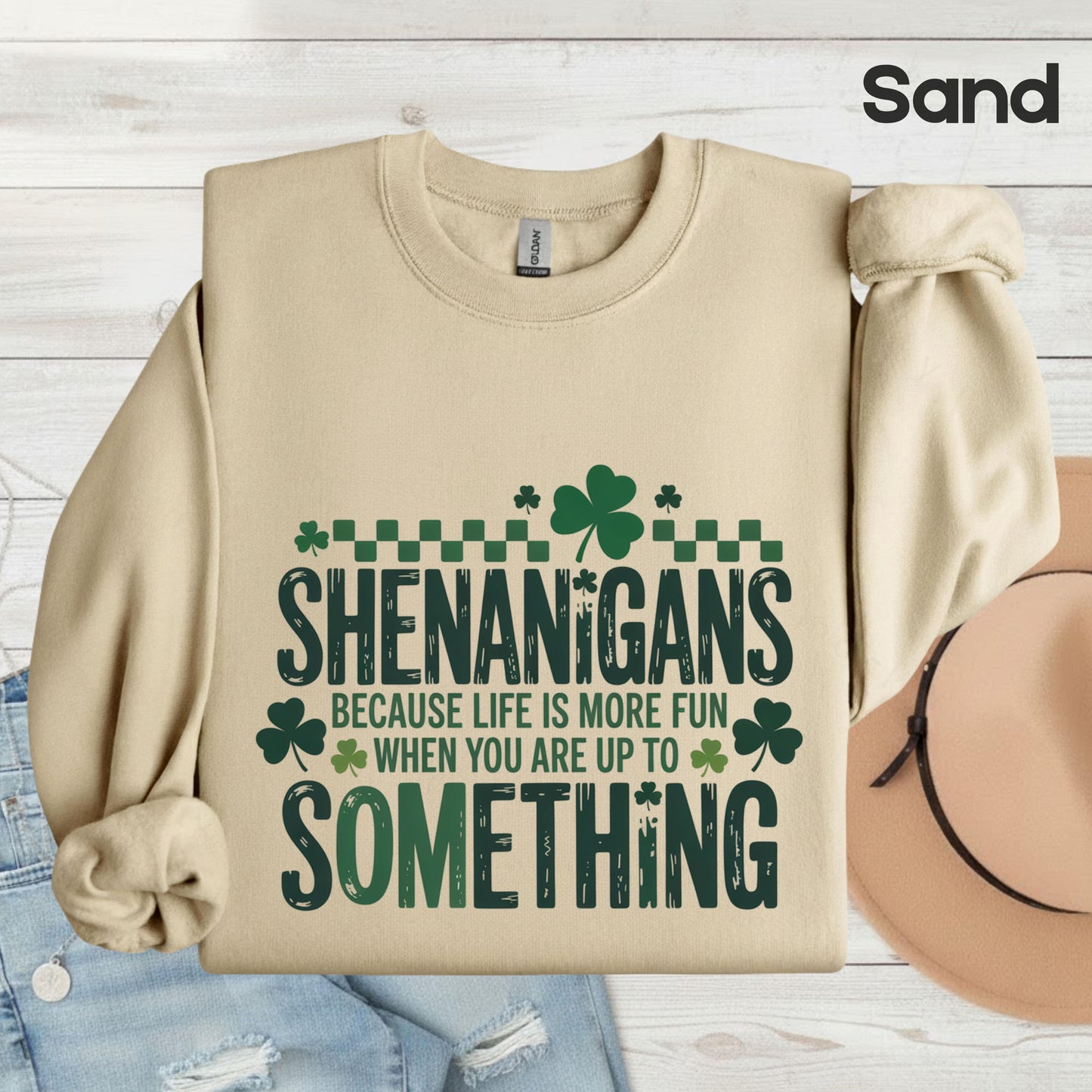 St. Patrick’s Day Shirts Shenanigans Quote Shamrock Sweatshirt Saint Patrick Party Tees Irish Green Sweater For Men Women Kids