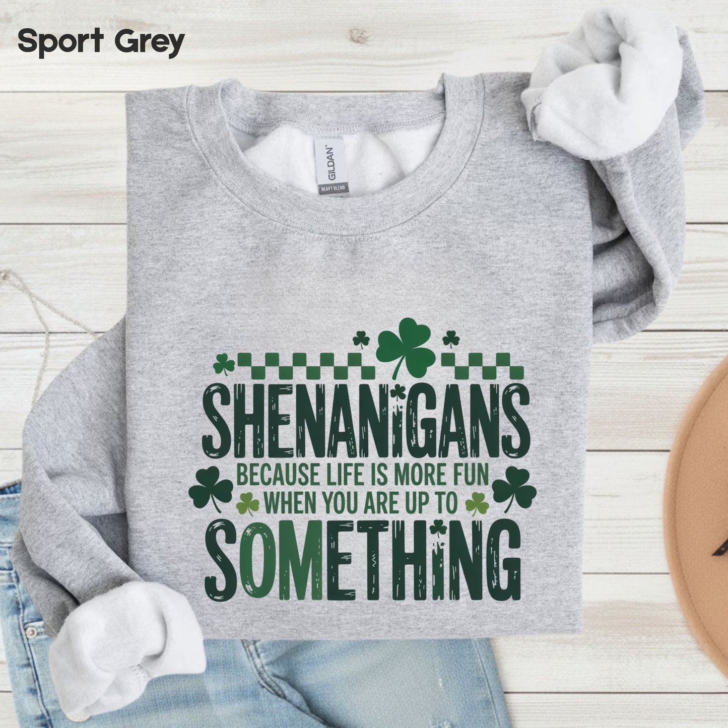 St. Patrick’s Day Shirts Shenanigans Quote Shamrock Sweatshirt Saint Patrick Party Tees Irish Green Sweater For Men Women Kids