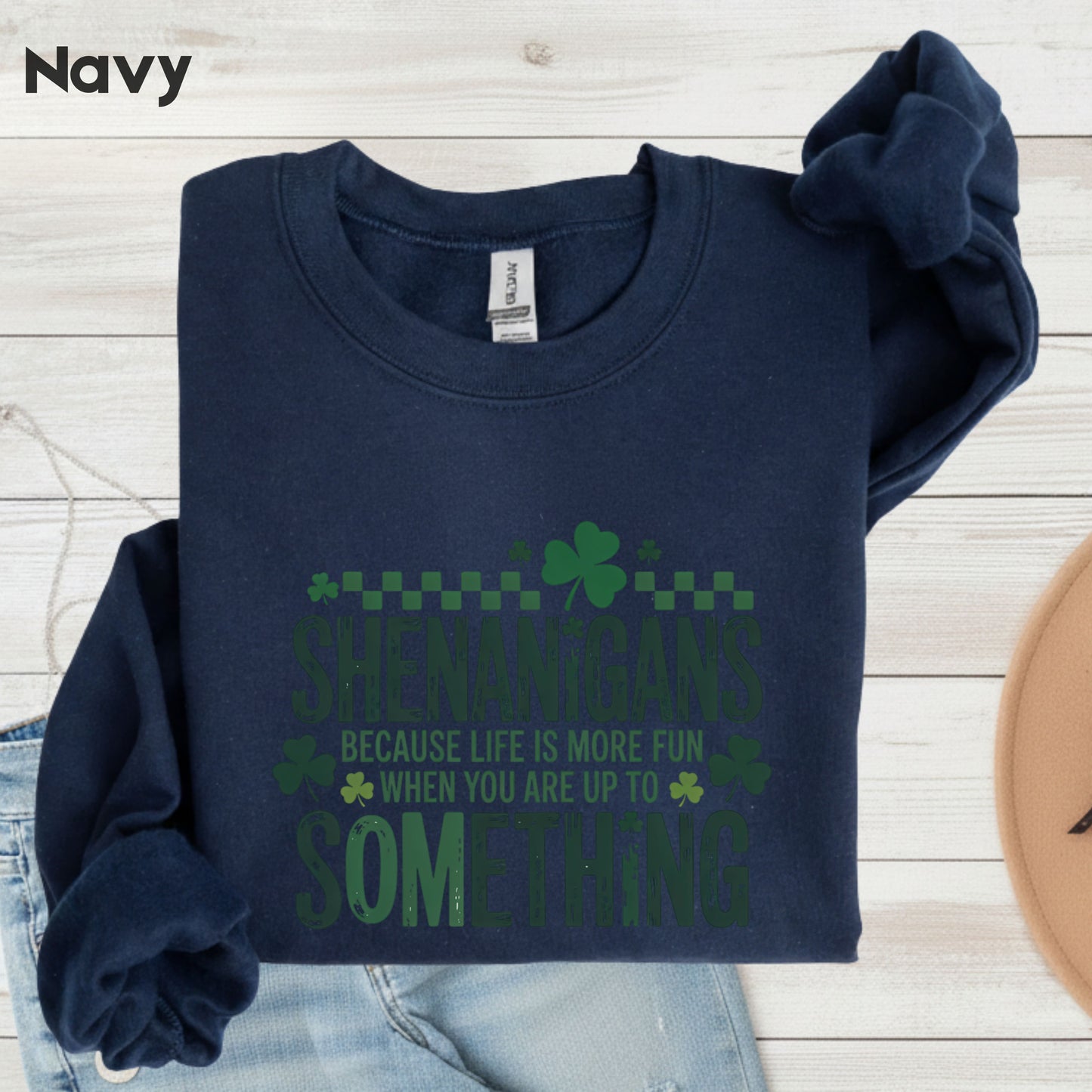 St. Patrick’s Day Shirts Shenanigans Quote Shamrock Sweatshirt Saint Patrick Party Tees Irish Green Sweater For Men Women Kids