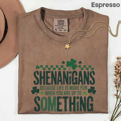 St. Patrick’s Day Shirts Shenanigans Quote Shamrock Sweatshirt Saint Patrick Party Tees Irish Green Sweater For Men Women Kids