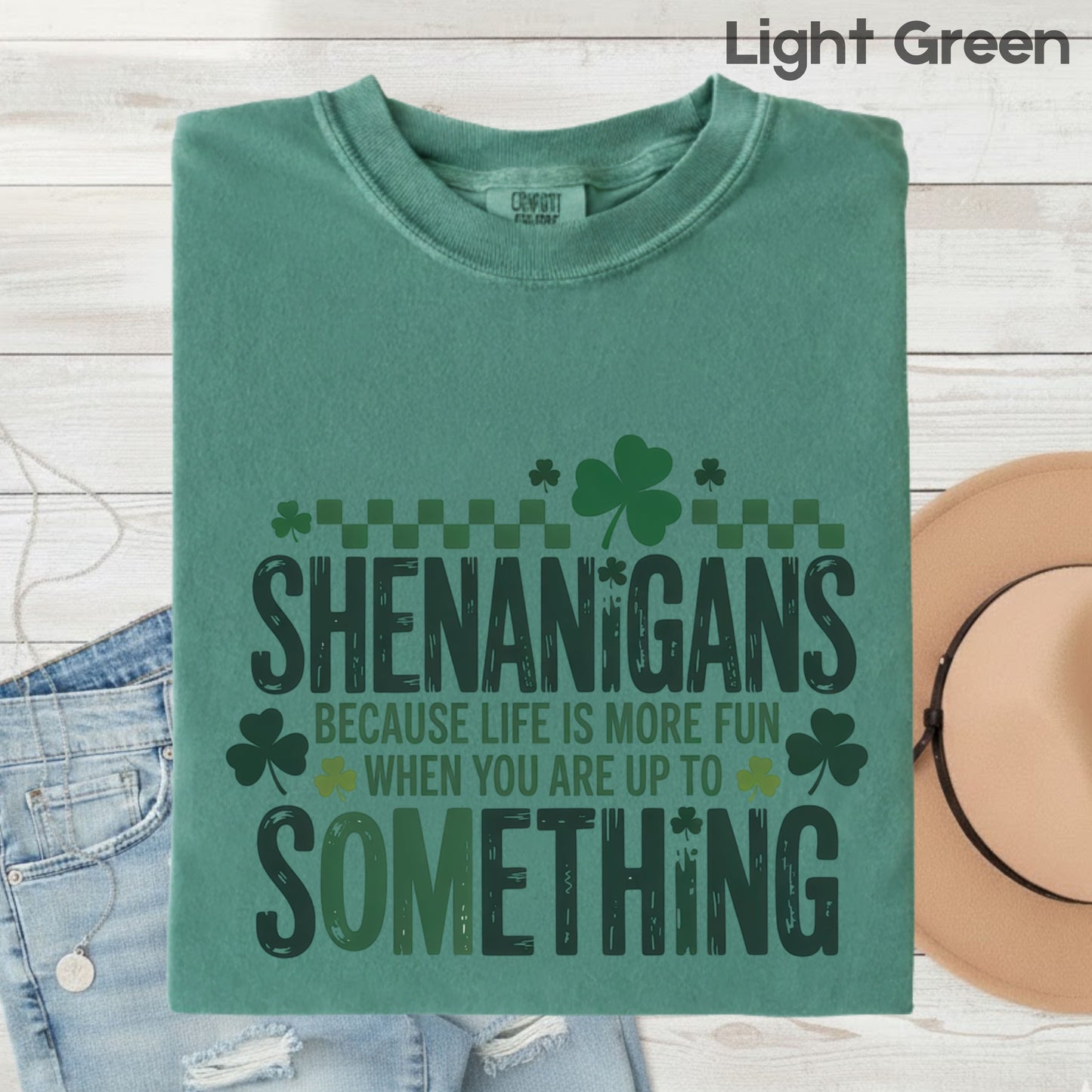 St. Patrick’s Day Shirts Shenanigans Quote Shamrock Sweatshirt Saint Patrick Party Tees Irish Green Sweater For Men Women Kids