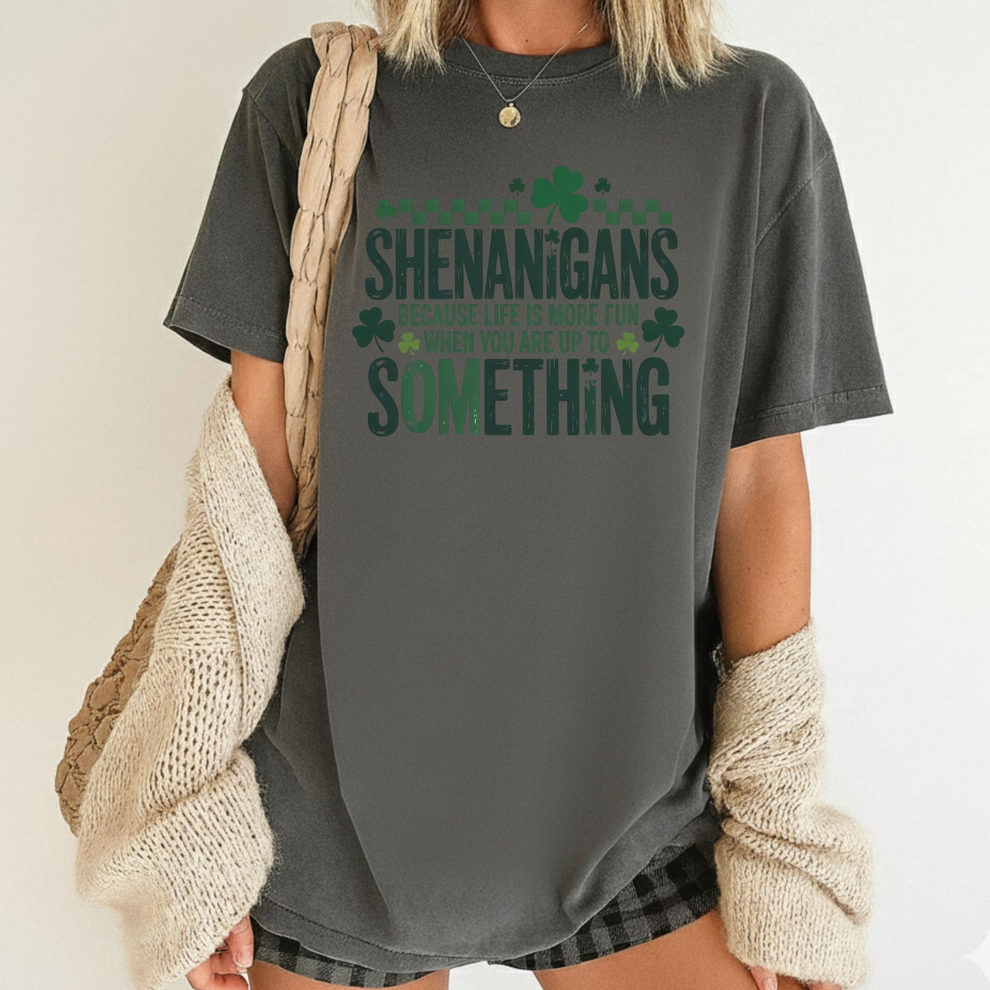 St. Patrick’s Day Shirts Shenanigans Quote Shamrock Sweatshirt Saint Patrick Party Tees Irish Green Sweater For Men Women Kids