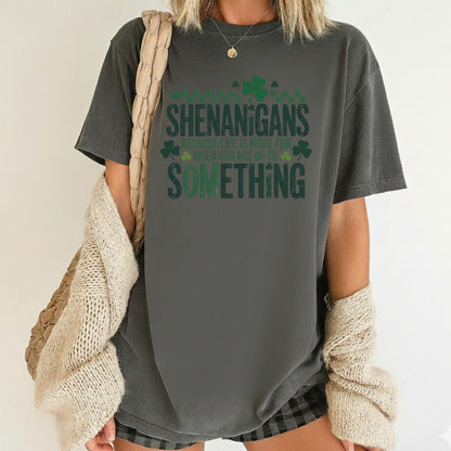 St. Patrick’s Day Shirts Shenanigans Quote Shamrock Sweatshirt Saint Patrick Party Tees Irish Green Sweater For Men Women Kids