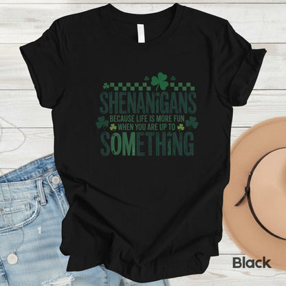 St. Patrick’s Day Shirts Shenanigans Quote Shamrock Sweatshirt Saint Patrick Party Tees Irish Green Sweater For Men Women Kids
