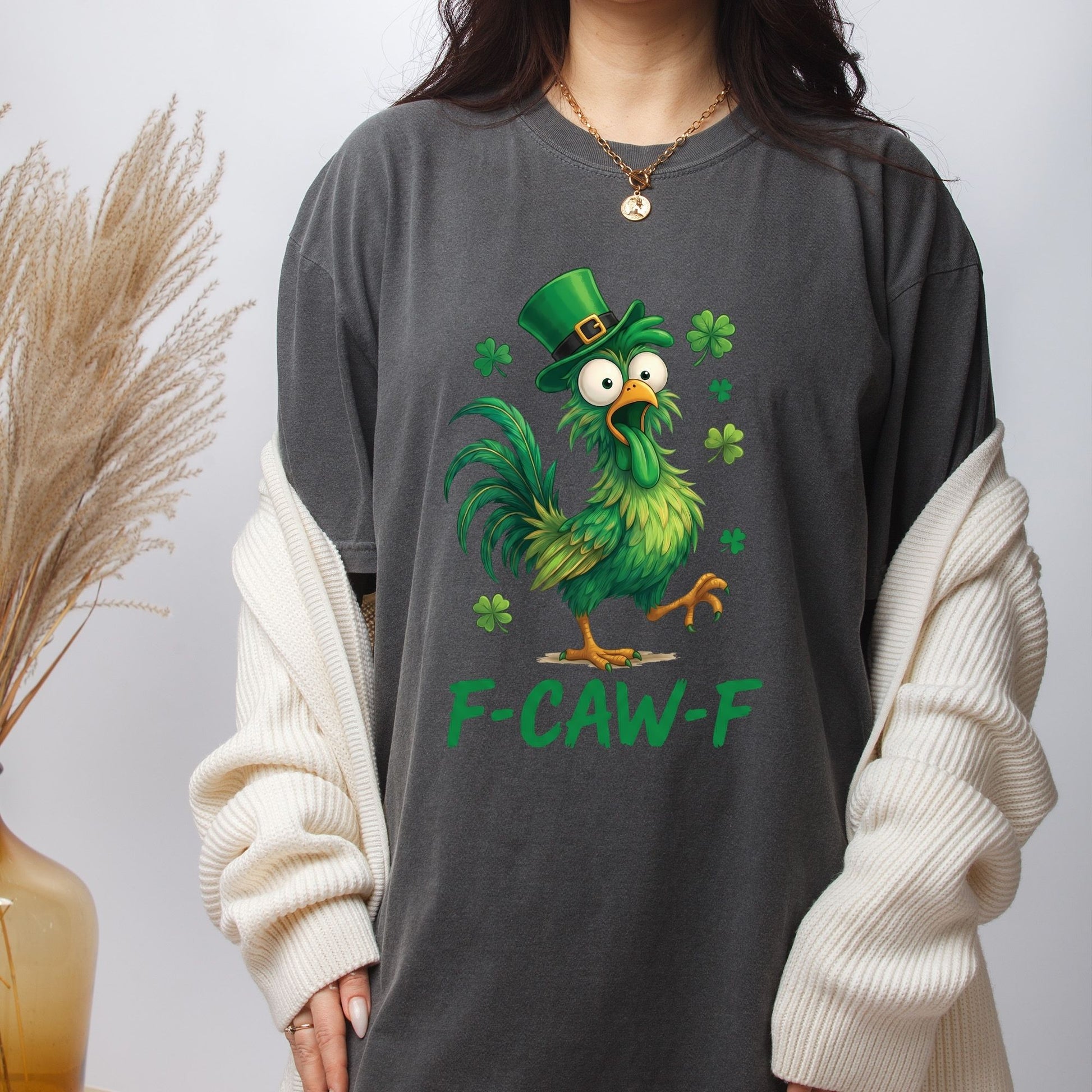 St Patrick’s DTF Transfer ready to Press Funny F-CAW-F Rooster Heat Transfer for Shirts Shamrock UV Sticker Prints Iron on Transfer