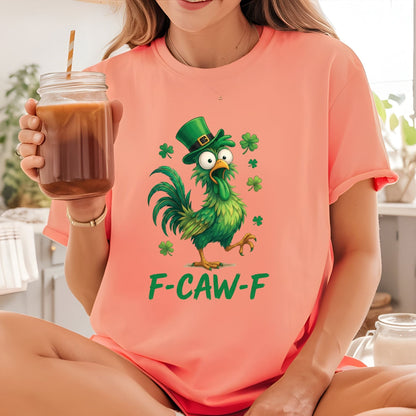 St Patrick’s DTF Transfer ready to Press Funny F-CAW-F Rooster Heat Transfer for Shirts Shamrock UV Sticker Prints Iron on Transfer