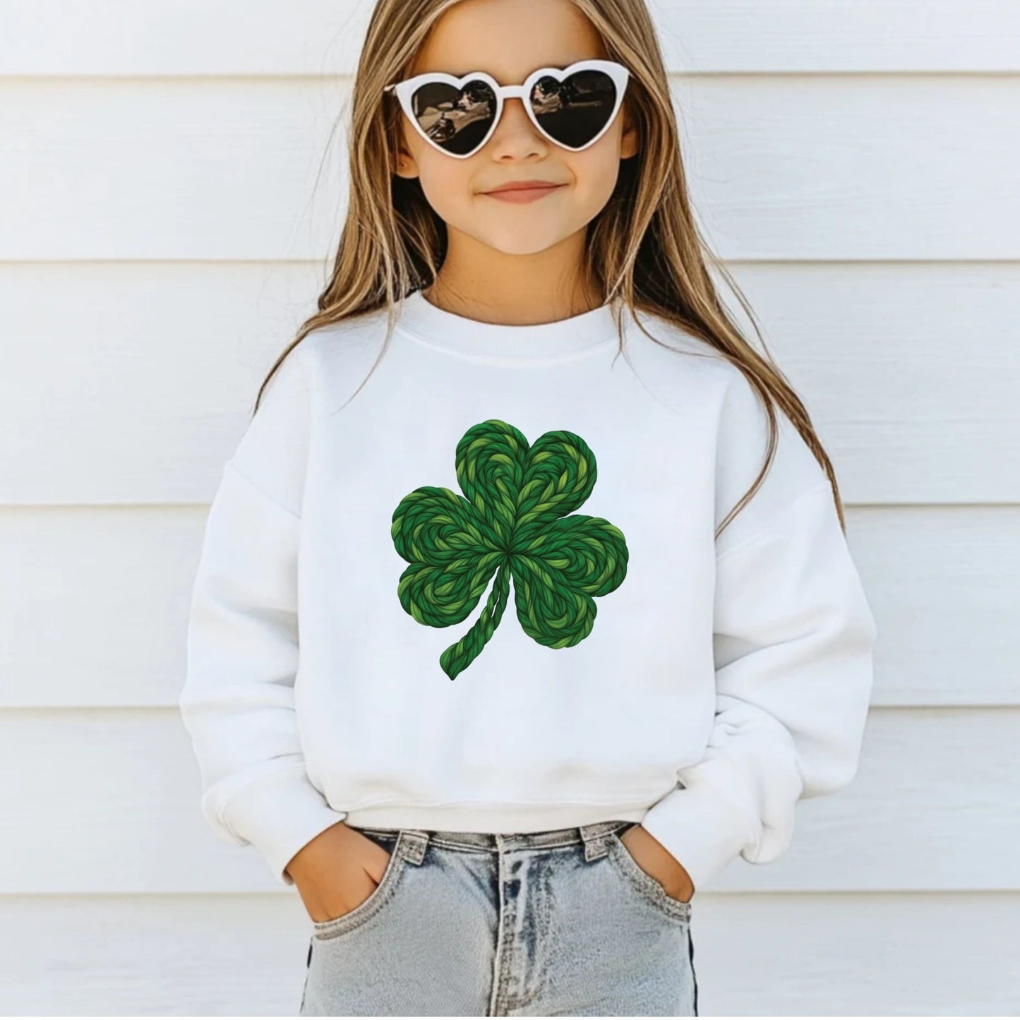 St. Patrick’s Shamrock DTF Transfer ready to Press Faux Crochet