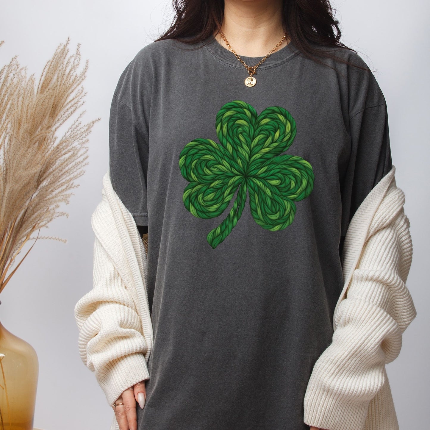 St. Patrick’s Shamrock DTF Transfer ready to Press Faux Crochet Heat Transfer for Shirts Irish UV Sticker Prints Iron on Transfer