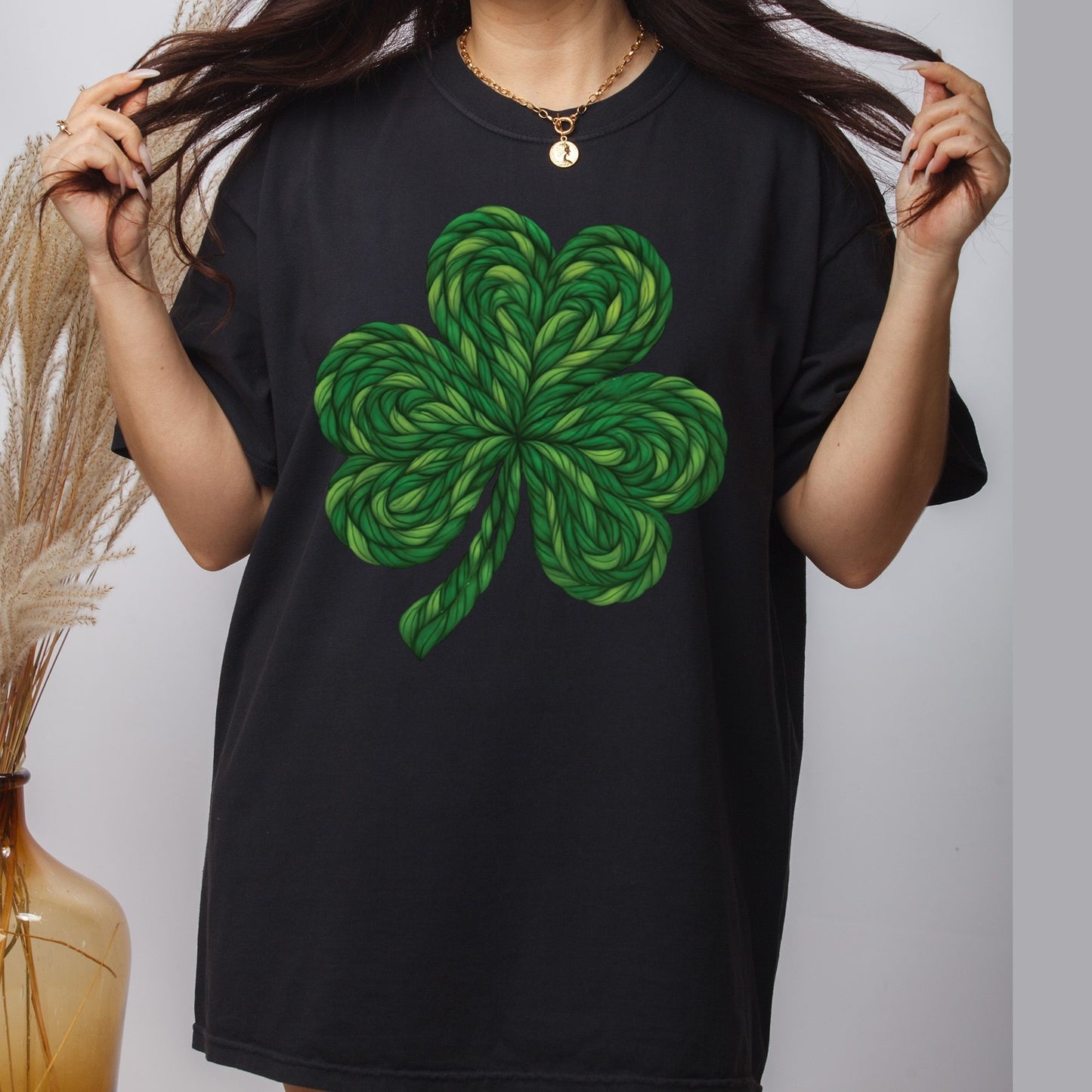 St. Patrick’s Shamrock DTF Transfer ready to Press Faux Crochet Heat Transfer for Shirts Irish UV Sticker Prints Iron on Transfer
