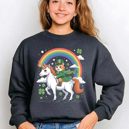 St. Patricks Day Cat Riding Unicorn DTF Transfer