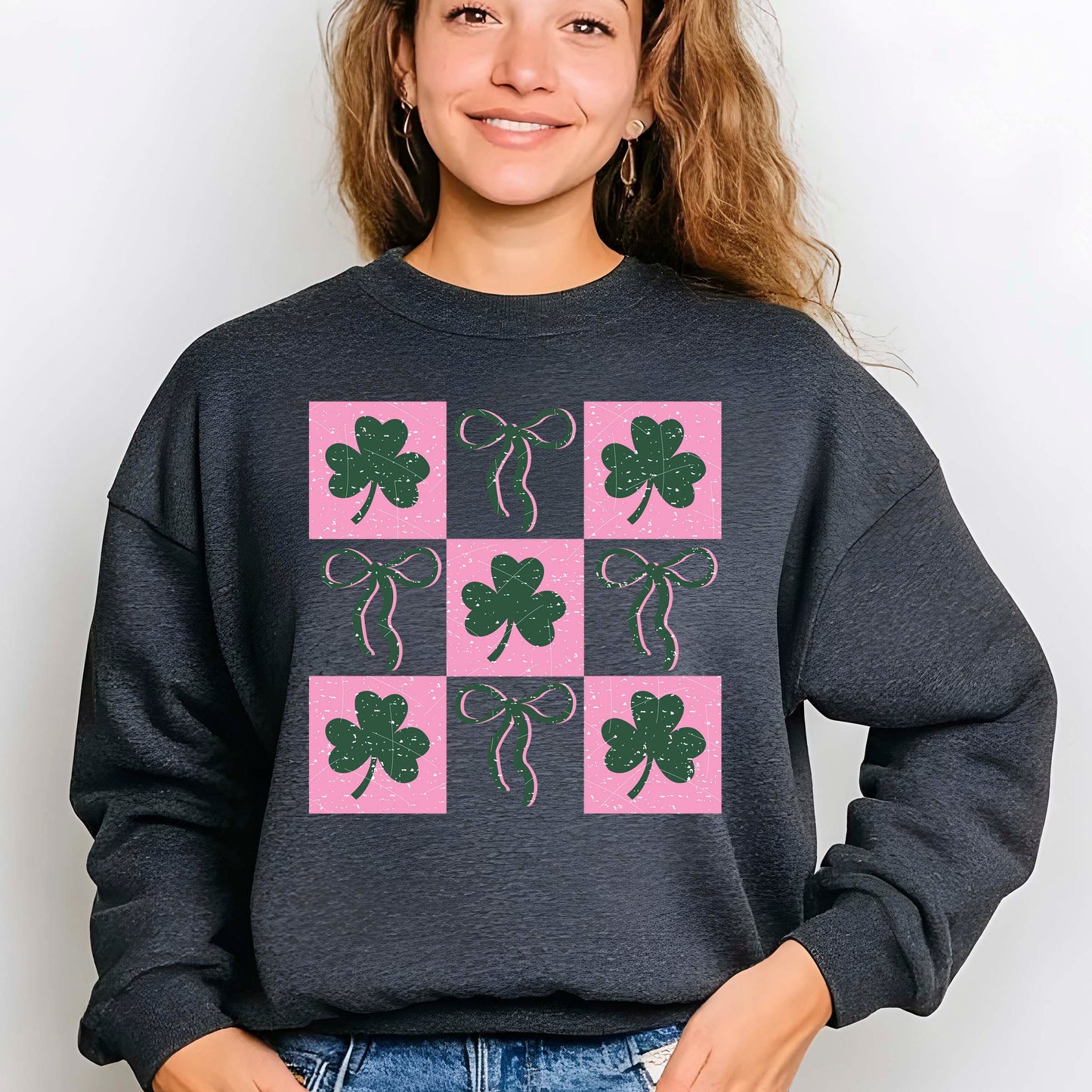 St Patricks Day Checker Shamrock DTF Transfer Ready to Press