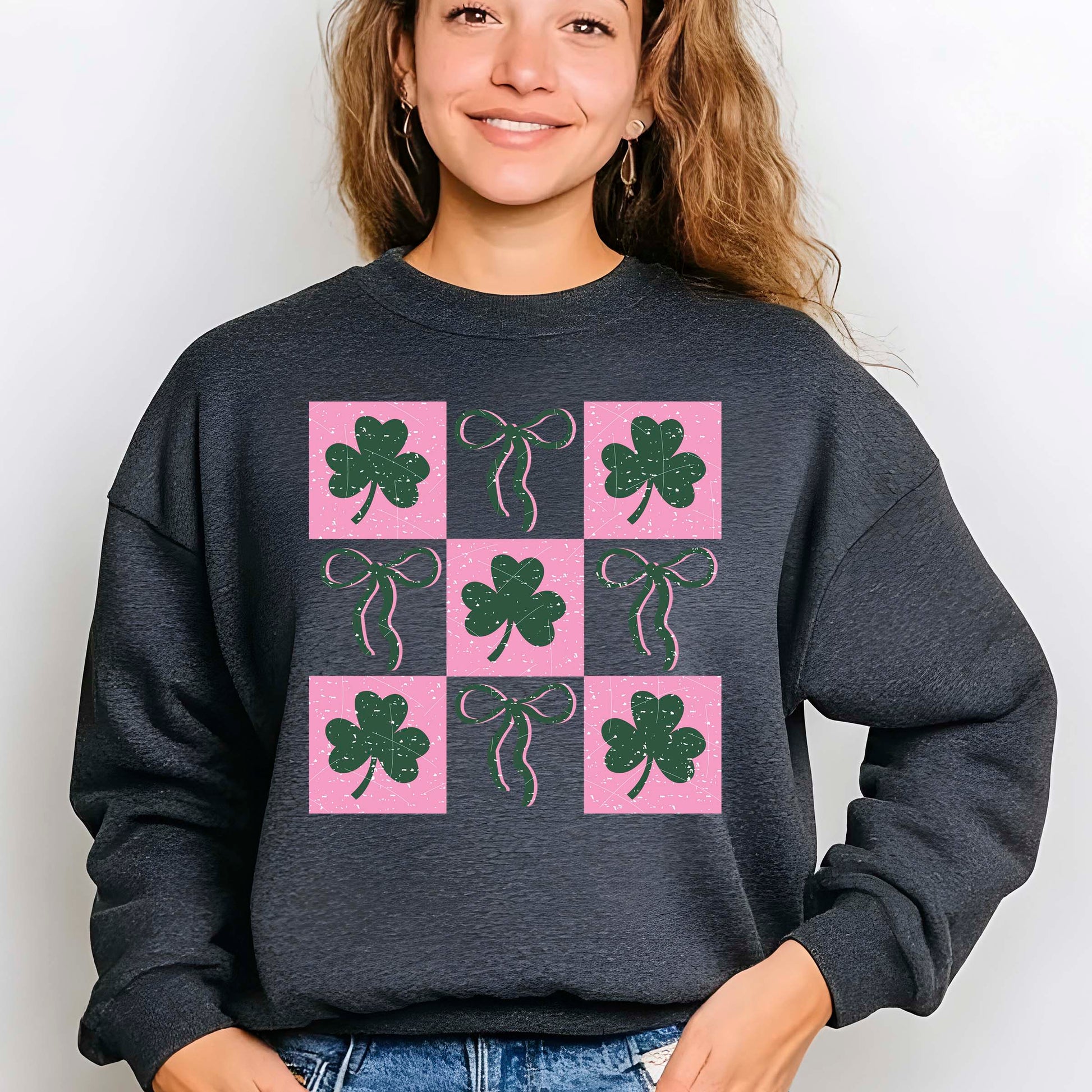 St Patricks Day Checker Shamrock DTF Transfer Ready to Press