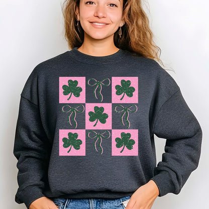 St Patricks Day Checker Shamrock DTF Transfer Ready to Press