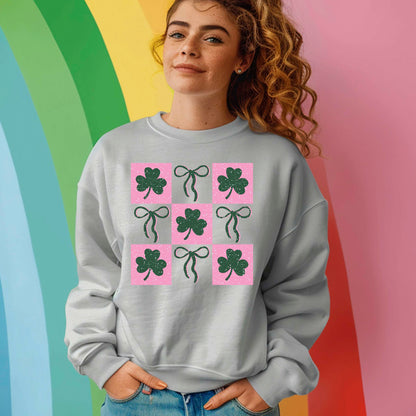 St Patricks Day Checker Shamrock DTF Transfer Ready to Press