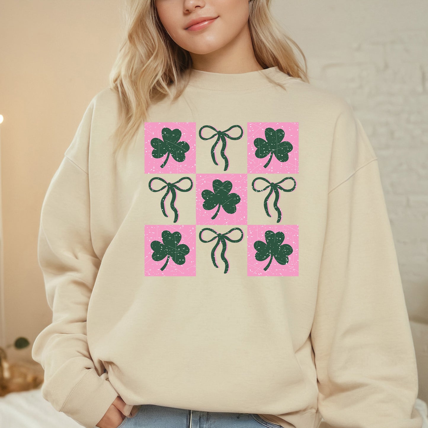 St Patricks Day Checker Shamrock DTF Transfer Ready to Press
