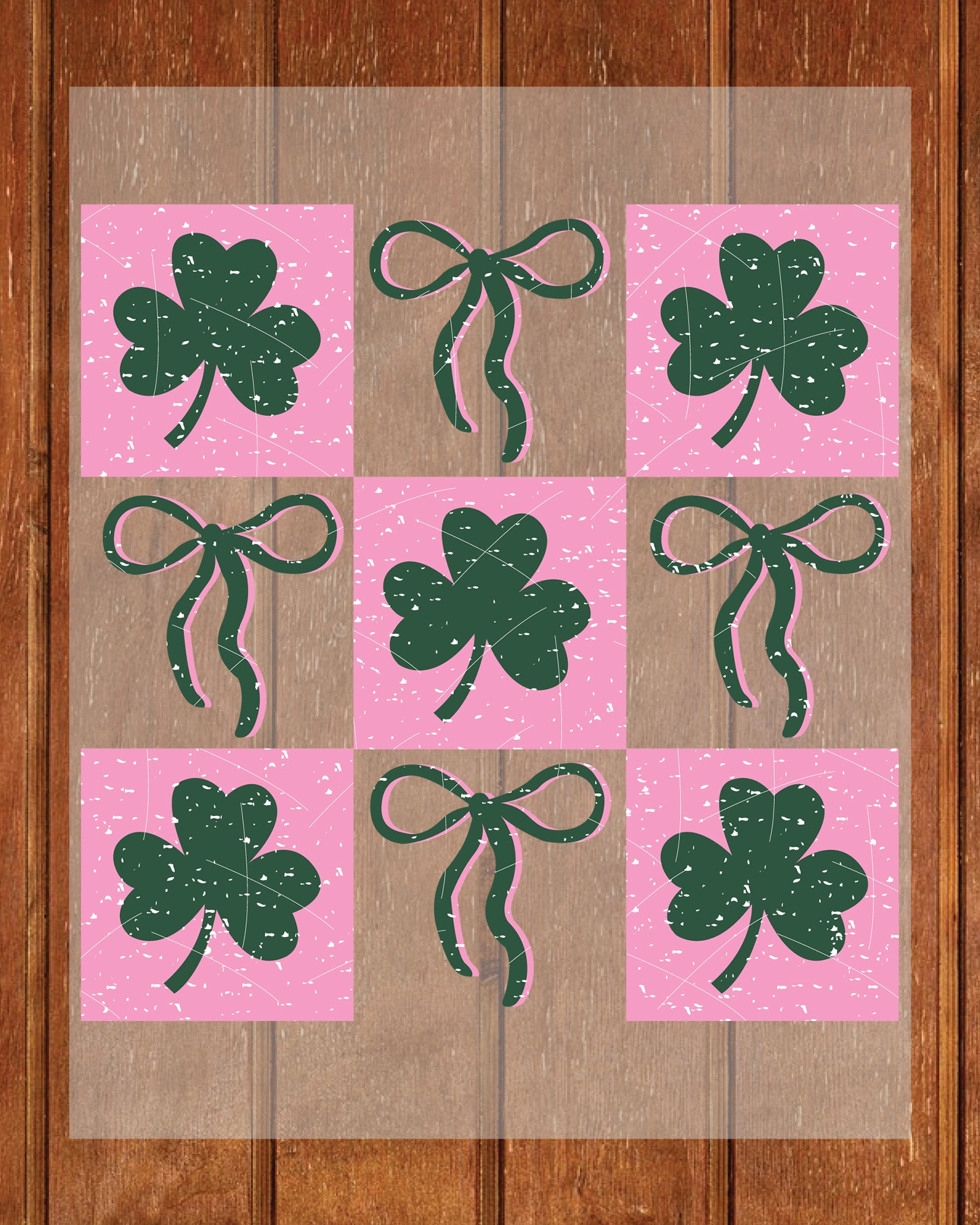 St Patricks Day Checker Shamrock DTF Transfer Ready to Press