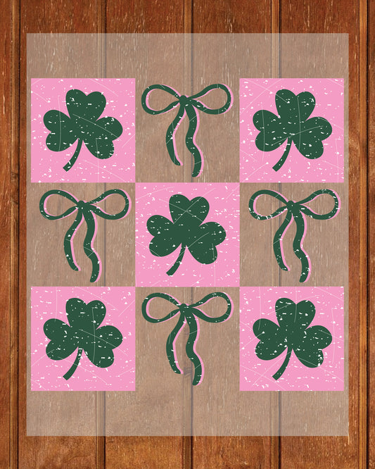 St Patricks Day Checker Shamrock DTF Transfer Ready to Press