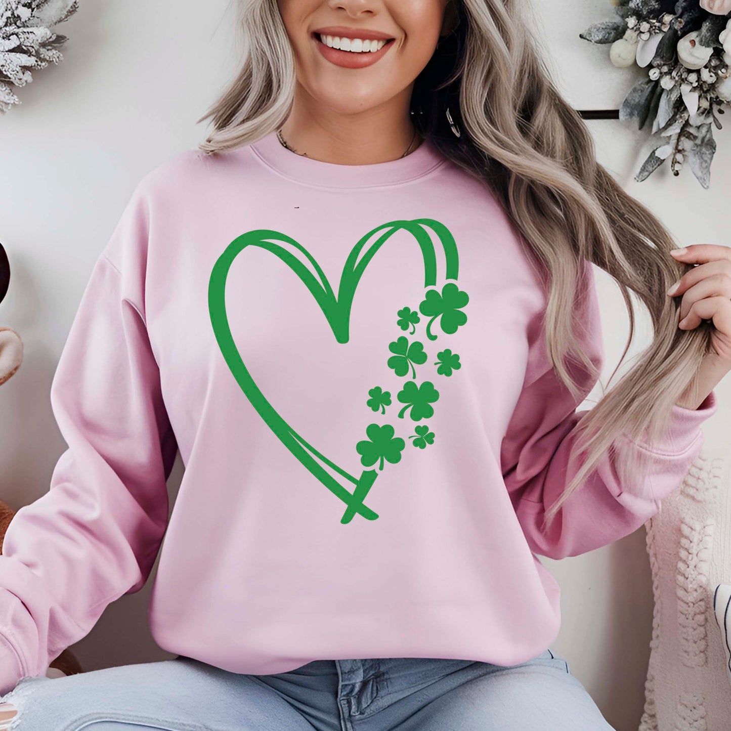 St Patrick's Day Sweatshirt Shamrock Irish Heart