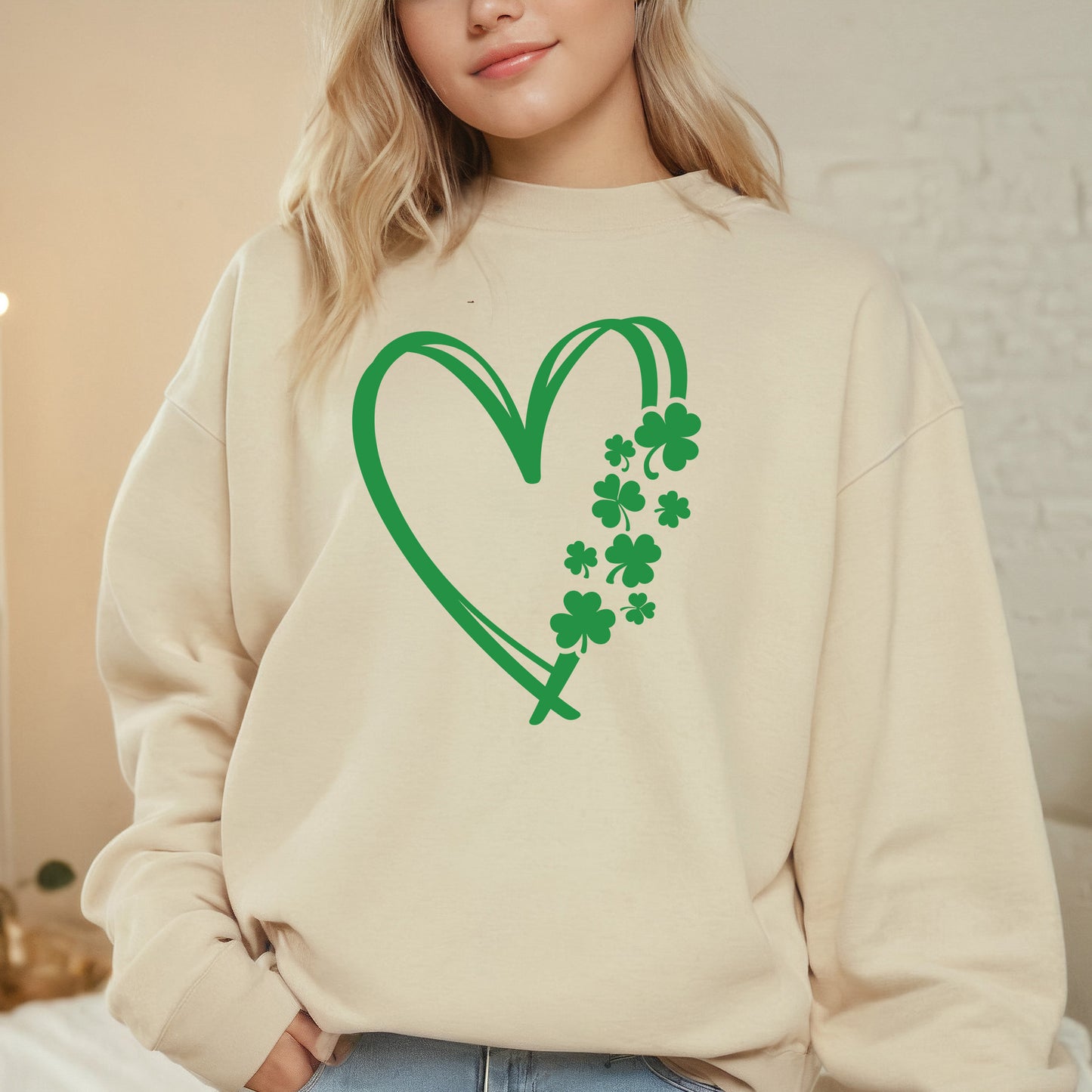 St Patrick's Day Sweatshirt Shamrock Irish Heart