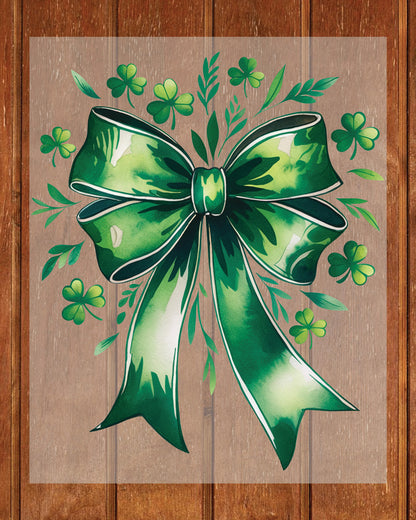 St. Patricks Day Green Shamrock Bow DTF Transfer Ready to Press