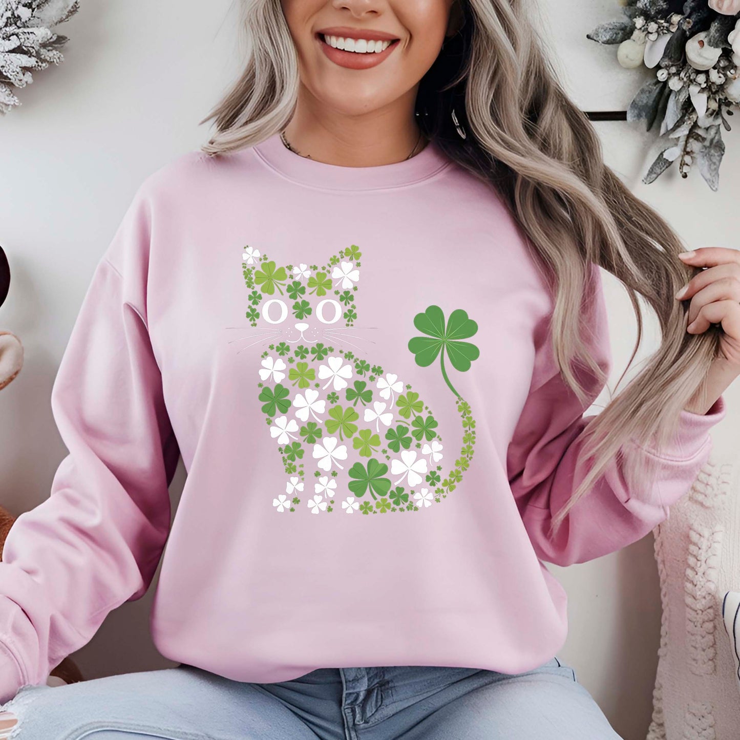 St Patrick's Day Sweatshirt Irish Cat Shamrock Shirts