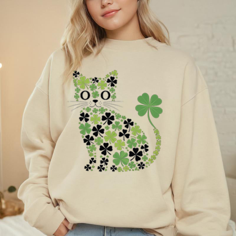 St Patrick's Day Sweatshirt Irish Cat Shamrock Shirts