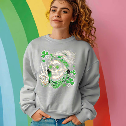 St Patrick's Day Sweatshirt Irish Skeleton Shamrock Shirts