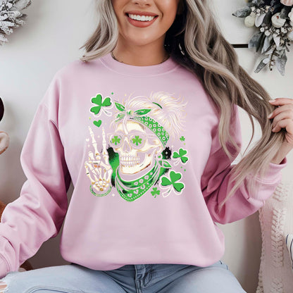 St Patrick's Day Sweatshirt Irish Skeleton Shamrock Shirts